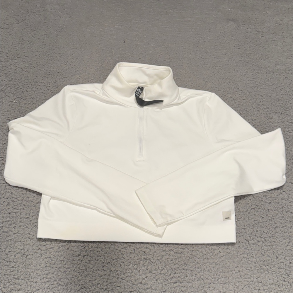 VUORI powder blue cropped 1/2 zip pull over long sleeve VW294 White Sweater - Picture 4 of 9